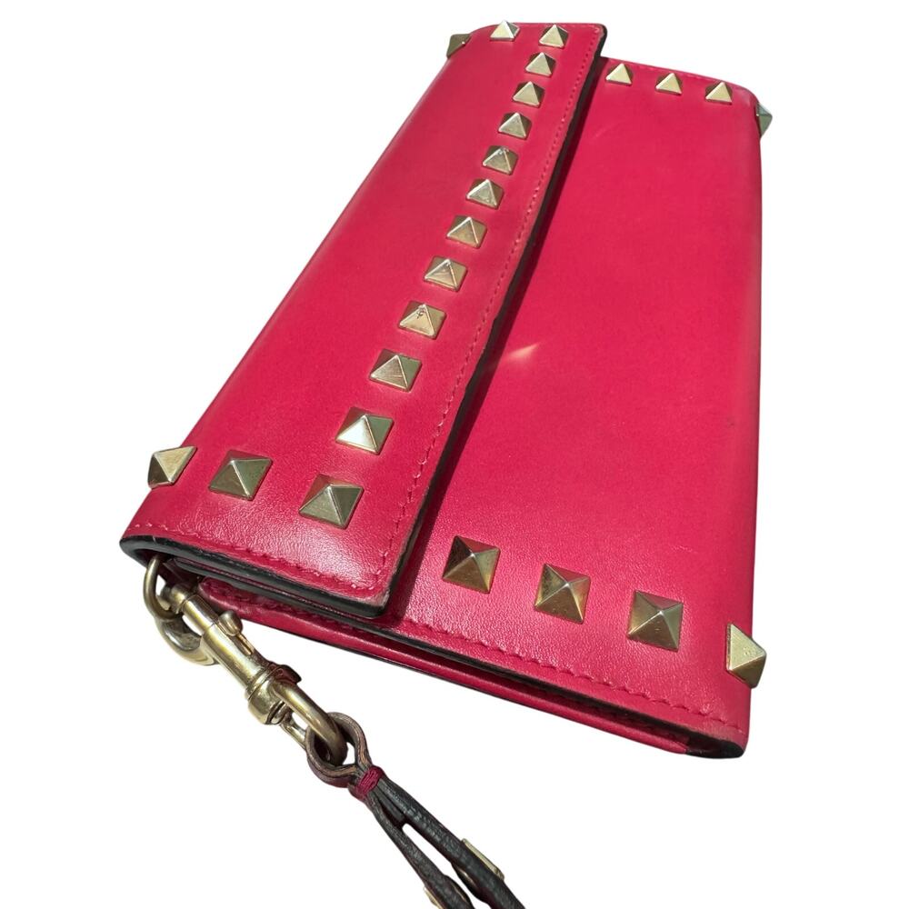 Auth Valentino Garavani Hot Pink Rockstud Wristlet Wallet - Picture 9 of 16